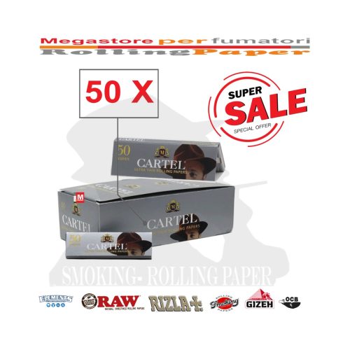 Χαρτάκια στριφτού Cartel Silver Regular – συσκευασία με 50 πακετάκια