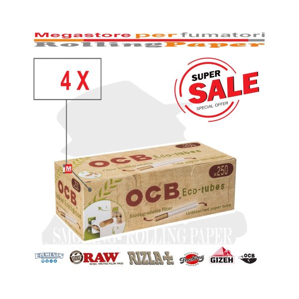 Άδεια τσιγάρα για γέμισμα OCB Eco King Size 8 mm με φίλτρο – 4 κουτιά των 250 τεμαχίων
