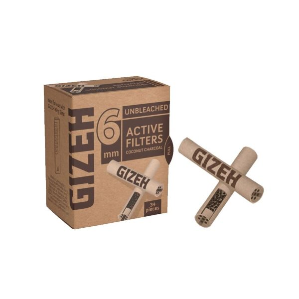 Φιλτράκια ενεργού άνθρακα Gizeh Extra Slim 6 mm αλεύκαστα – 34 φίλτρα