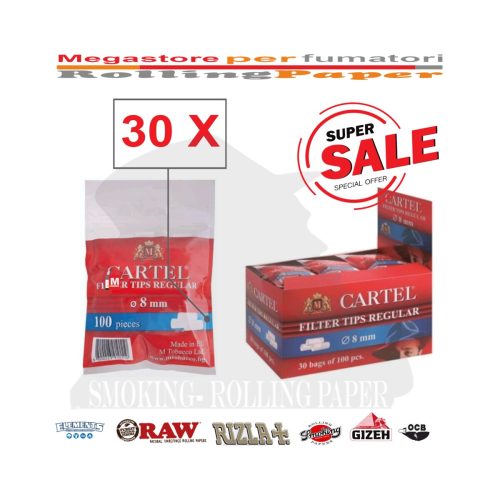 master-170 Φιλτράκια Cartel Regular 8 × 15 mm – 30 σακουλάκια των 100 φίλτρων