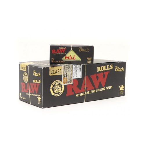 master-250 Χαρτάκια στριφτού σε ρολό RAW Natural Black Rolls Slim – 12 ρολά