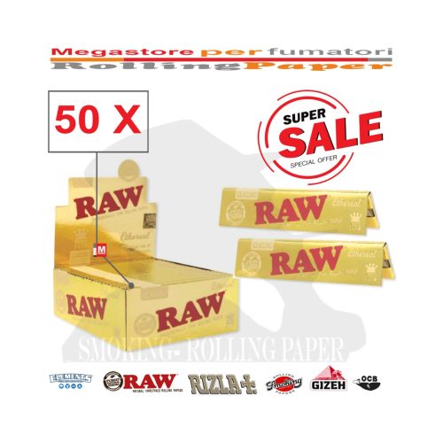 master-251 Χαρτάκια στριφτού RAW Ethereal Premium Gold King Size – συσκευασία με 50 πακετάκια