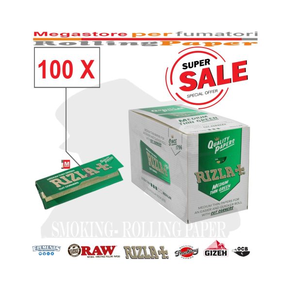 master-279 Χαρτάκια στριφτού Rizla Green Regular – συσκευασία με 100 πακετάκια