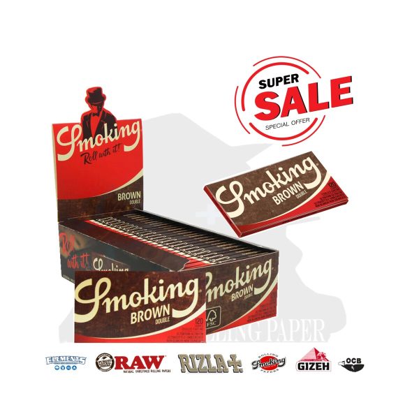 master-342 Χαρτάκια στριφτού Smoking Brown Double Regular 69 × 37 mm αλεύκαστα – 25 πακετάκια των 120 φύλλων