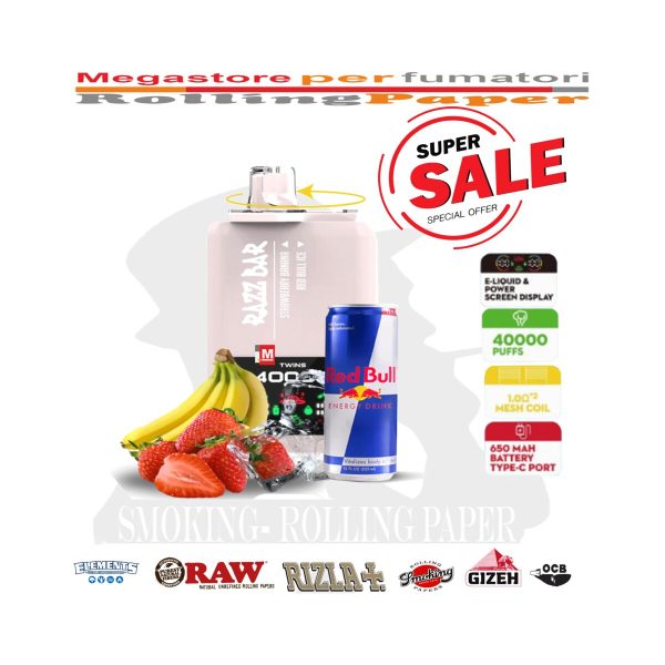 master-377 Razz Bar 40K – 40.000 τζούρες – Φράουλα Μπανάνα / Red Bull Ice
