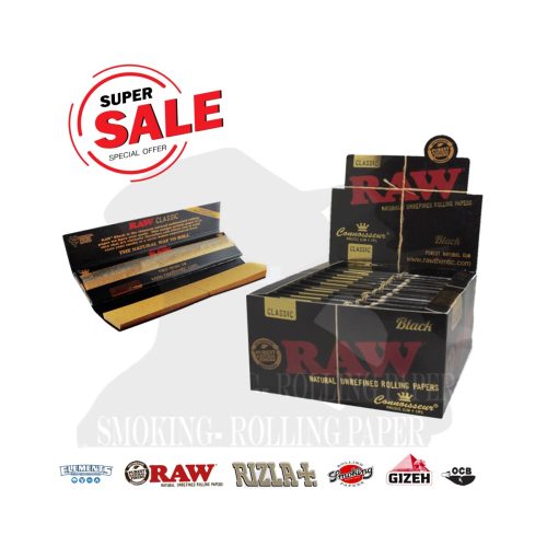 master-380 Χαρτάκια στριφτού RAW Black Connoisseur King Size Slim με φίλτρα – συσκευασία με 24 πακετάκια