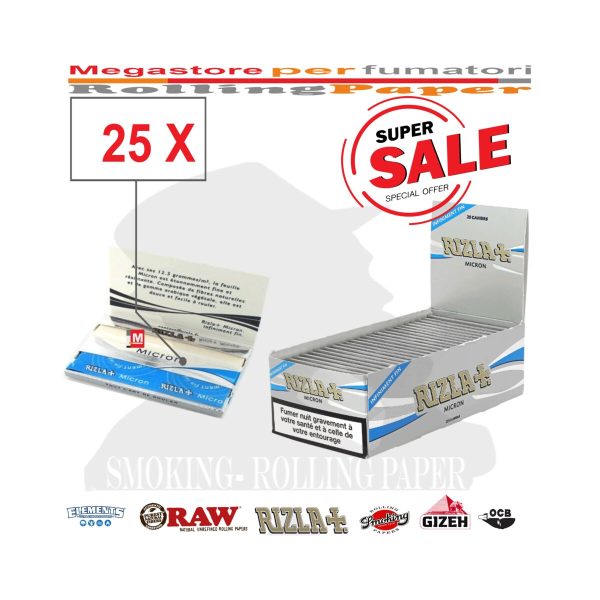 master-383 Χαρτάκια στριφτού Rizla Micron Regular – συσκευασία με 25 πακετάκια