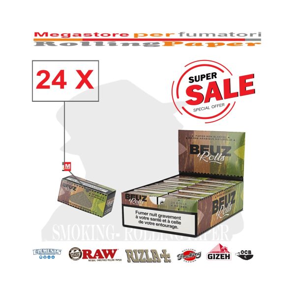 master-397 Χαρτάκια στριφτού σε ρολό BEUZ Brown Rolls King Size – 24 ρολά