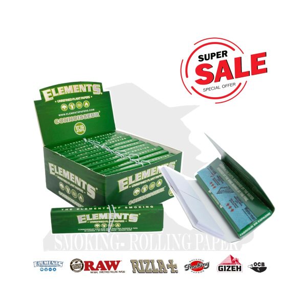 Χαρτάκια στριφτού Elements Connoisseur ECO Green King Size Slim με φίλτρα – συσκευασία με 24 πακετάκια