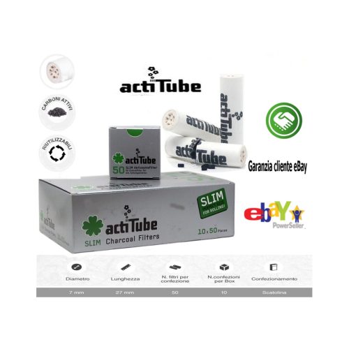 master-8 Φιλτράκια ενεργού άνθρακα ActiTube Slim 7 mm – 10 κουτιά των 50 φίλτρων